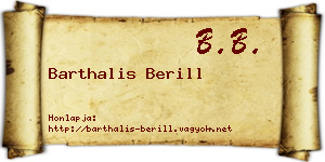 Barthalis Berill névjegykártya